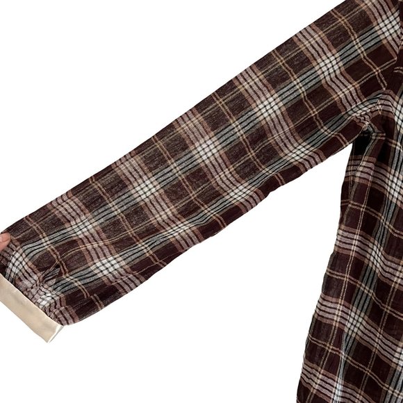 3.1 Phillip Lim Burgundy Sheer Plaid Satin Pleated Bib Wool Blend Tunic Blouse 6 - Picture 2 of 7